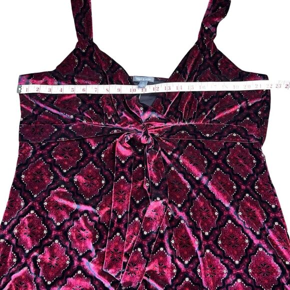 New Apt 9 Velour Tank Top 2X Front Tie Wine Gold Layering Fall Holiday Camisole - Picture 4 of 9